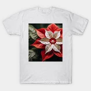 3D Poinsettia flower Xmas vibe T-Shirt